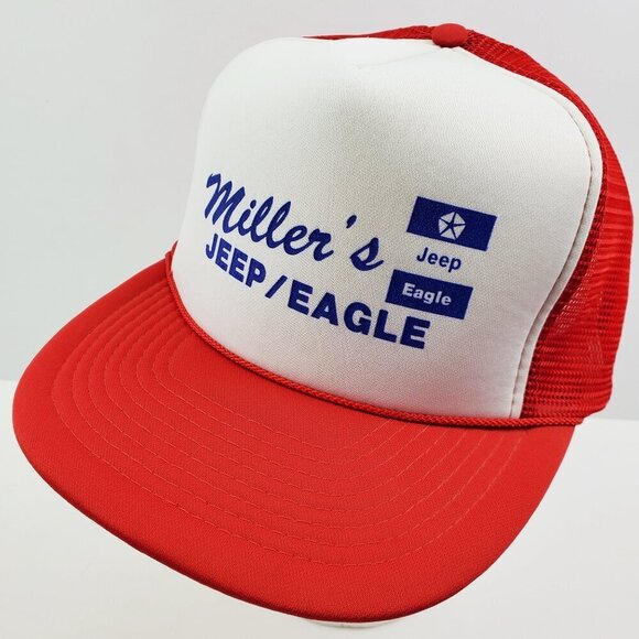 Jeep Eagle Chrysler Vintage Trucker Hat Snapback Miller's Foam Mesh Rope NWOT - Picture 1 of 13